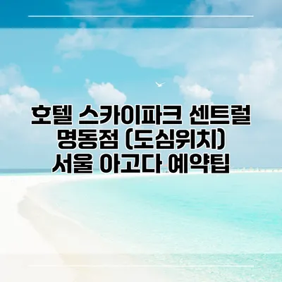 호텔 스카이파크 센트럴 명동점 (도심위치) 서울 아고다 예약팁