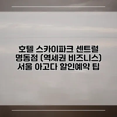 호텔 스카이파크 센트럴 명동점 (역세권 비즈니스) 서울 아고다 할인예약 팁