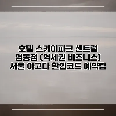 호텔 스카이파크 센트럴 명동점 (역세권 비즈니스) 서울 아고다 할인코드 예약팁